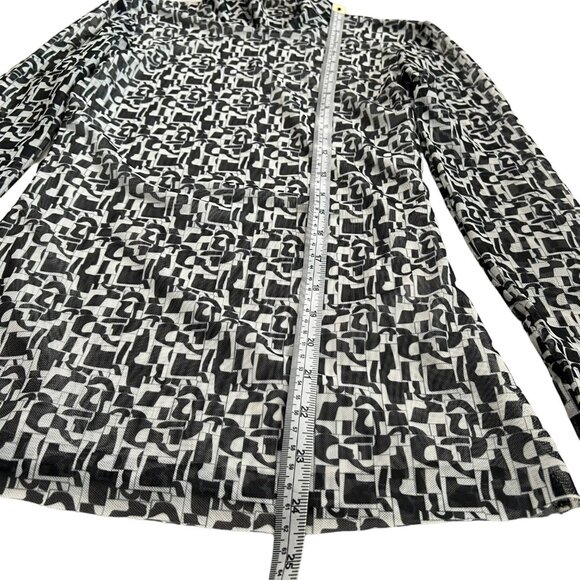 Baum und Pferdgarten Women's Jodi Geometric Mock Neck Mesh Top‎ Black White XS - Picture 10 of 11